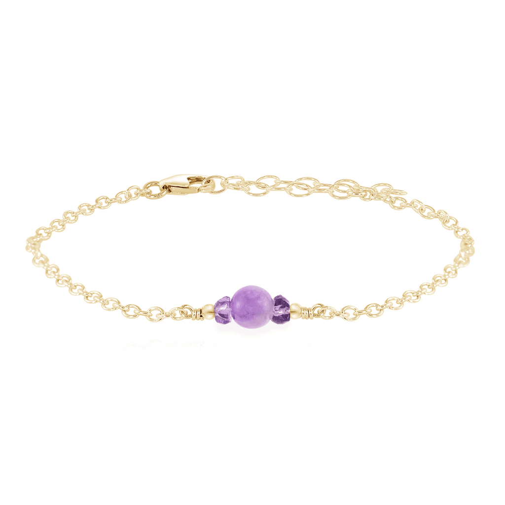 Dainty Lavender Amethyst Gemstone Bracelet - Dainty Lavender Amethyst Gemstone Bracelet - 14k Gold Fill - Luna Tide Handmade Crystal Jewellery