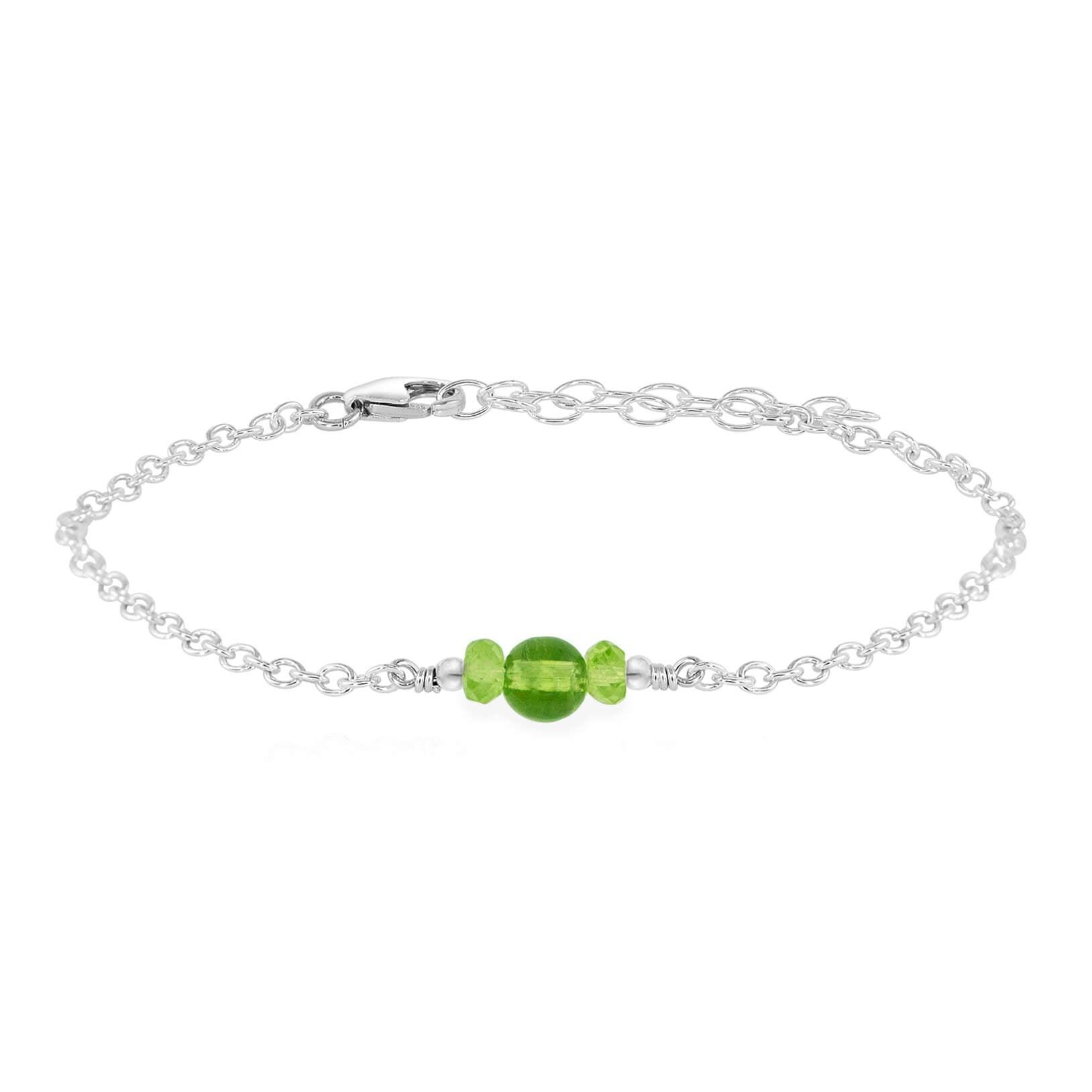Dainty Peridot Gemstone Bracelet - Dainty Peridot Gemstone Bracelet - Sterling Silver - Luna Tide Handmade Crystal Jewellery