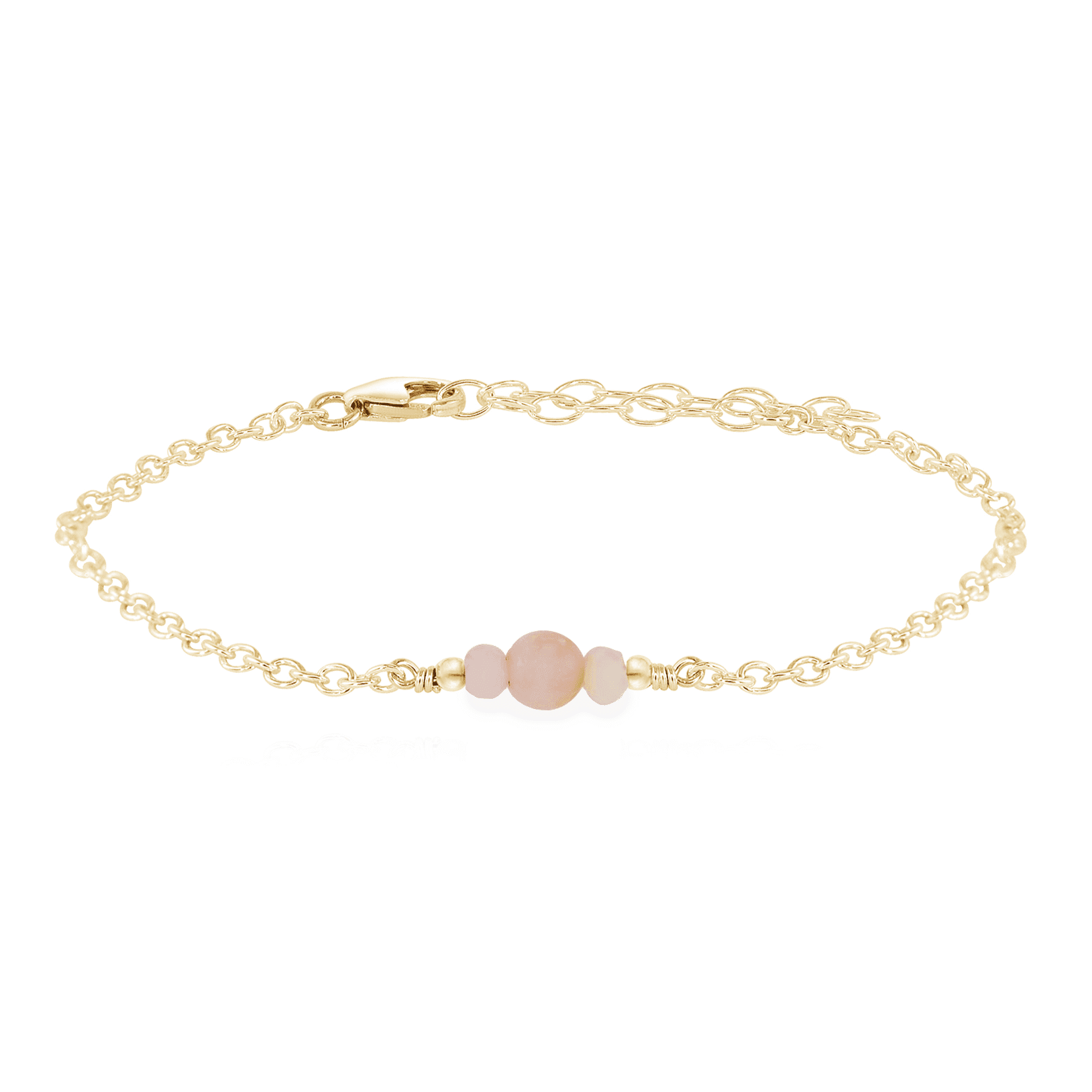 Dainty Pink Peruvian Opal Gemstone Bracelet - Dainty Pink Peruvian Opal Gemstone Bracelet - 14k Gold Fill - Luna Tide Handmade Crystal Jewellery