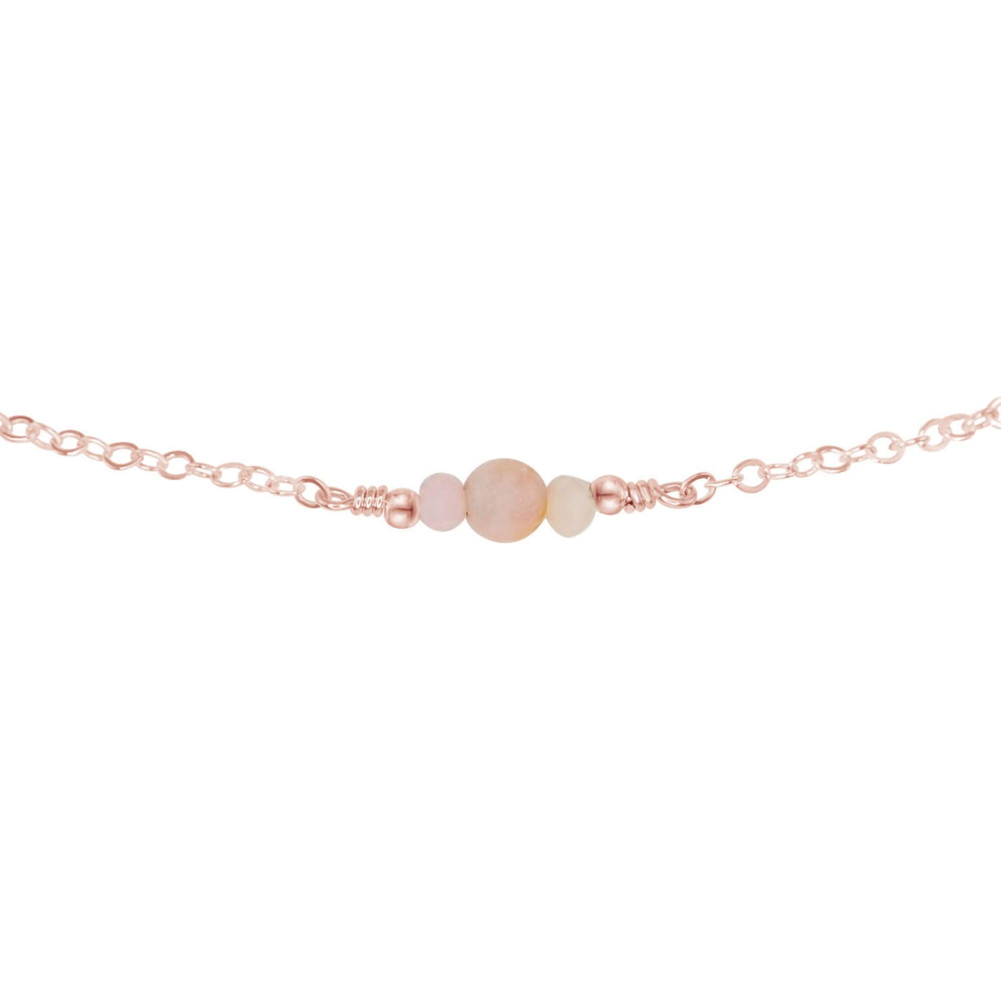 Dainty Pink Peruvian Opal Gemstone Choker Necklace - Dainty Pink Peruvian Opal Gemstone Choker Necklace - 14k Rose Gold Fill - Luna Tide Handmade Crystal Jewellery