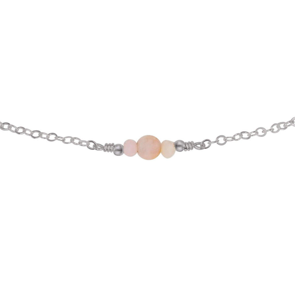 Dainty Pink Peruvian Opal Gemstone Choker Necklace - Dainty Pink Peruvian Opal Gemstone Choker Necklace - Stainless Steel - Luna Tide Handmade Crystal Jewellery