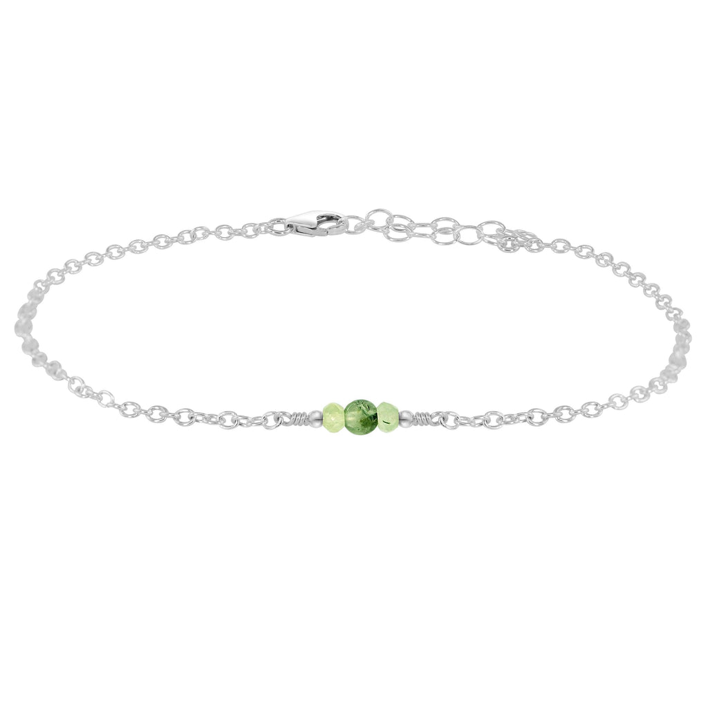 Dainty Prehnite Gemstone Anklet - Dainty Prehnite Gemstone Anklet - Sterling Silver - Luna Tide Handmade Crystal Jewellery