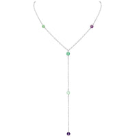 Dainty Y Necklace - Fluorite - Sterling Silver - Luna Tide Handmade Jewellery