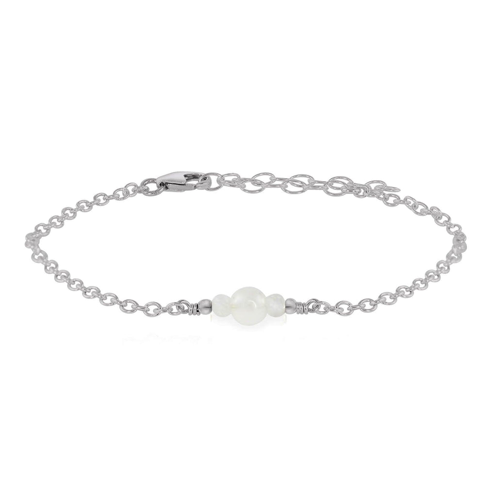 Dainty Rainbow Moonstone Gemstone Bracelet - Dainty Rainbow Moonstone Gemstone Bracelet - Stainless Steel - Luna Tide Handmade Crystal Jewellery