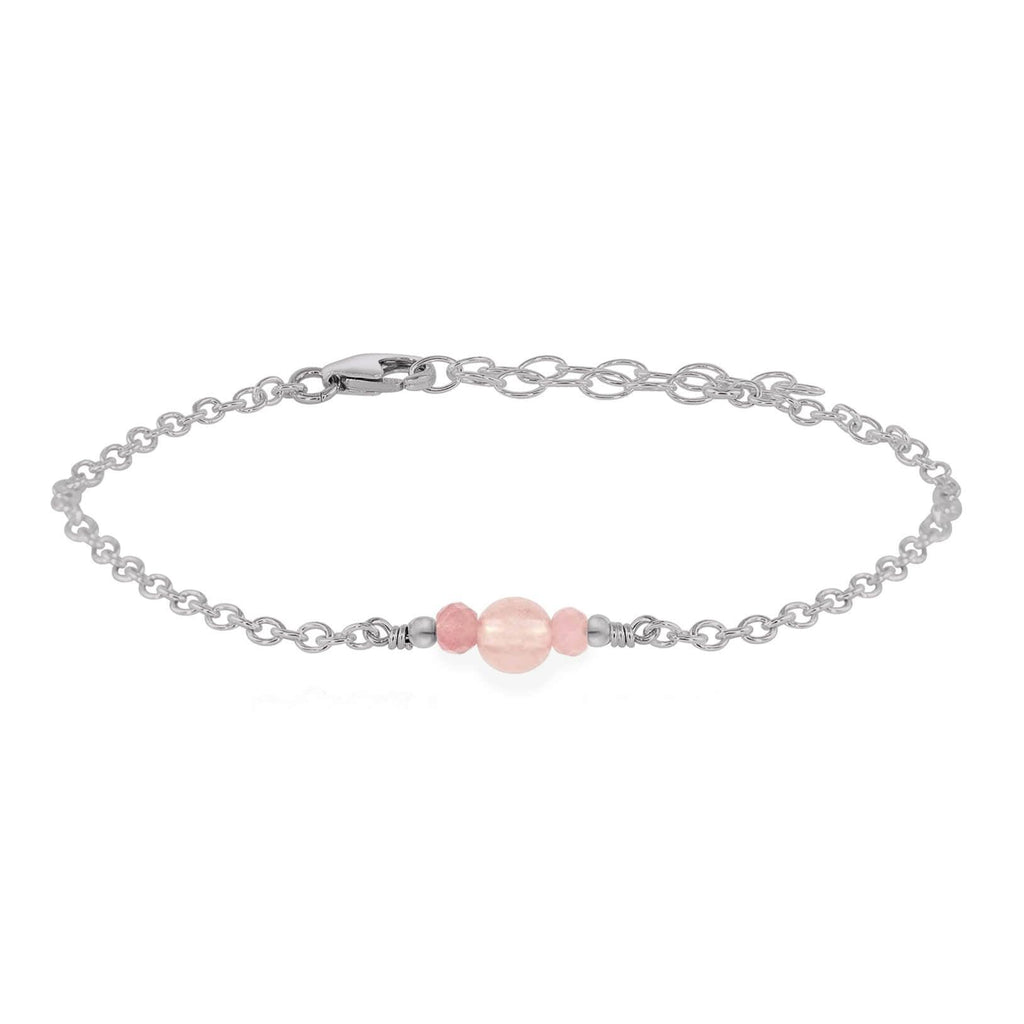 Dainty Rose Quartz Gemstone Bracelet - Dainty Rose Quartz Gemstone Bracelet - Stainless Steel - Luna Tide Handmade Crystal Jewellery