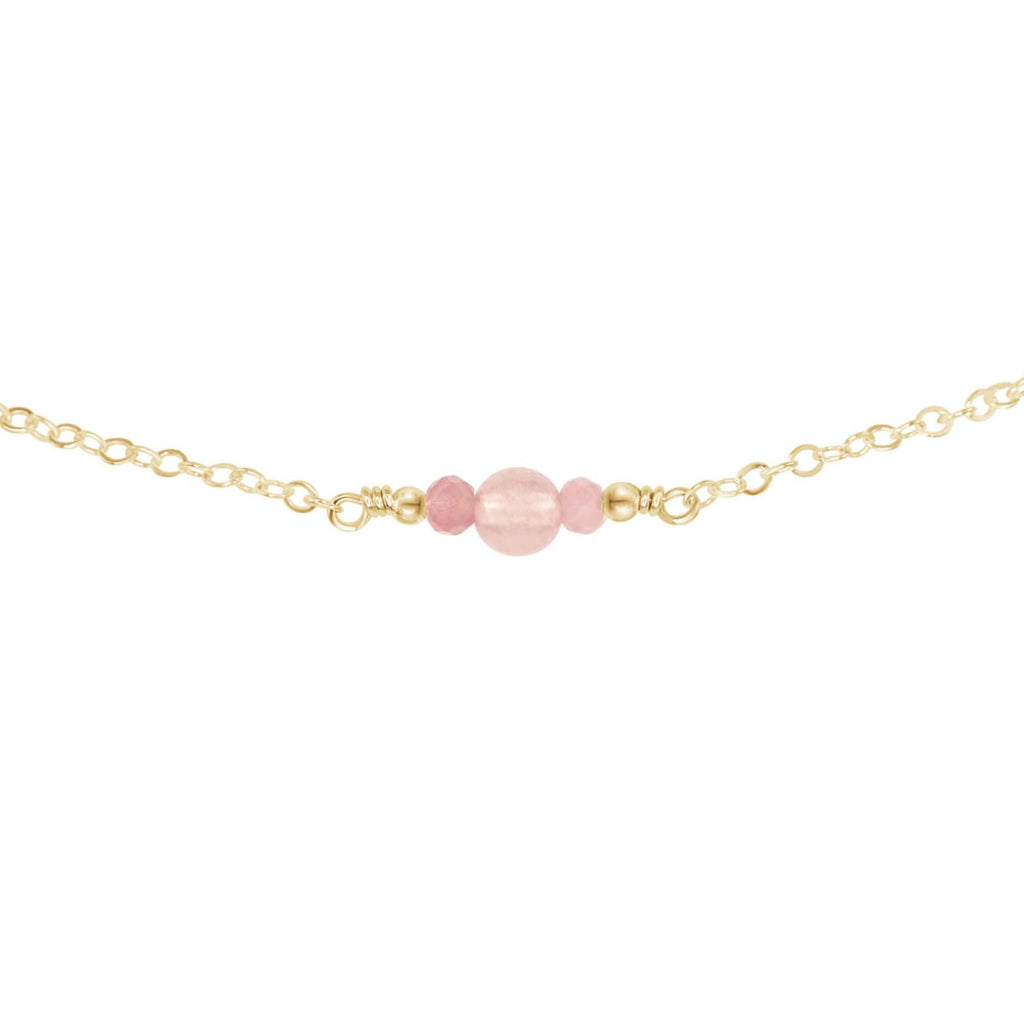 Dainty Rose Quartz Gemstone Choker Necklace - Dainty Rose Quartz Gemstone Choker Necklace - 14k Gold Fill - Luna Tide Handmade Crystal Jewellery
