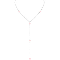 Dainty Y Necklace - Rose Quartz - Sterling Silver - Luna Tide Handmade Jewellery
