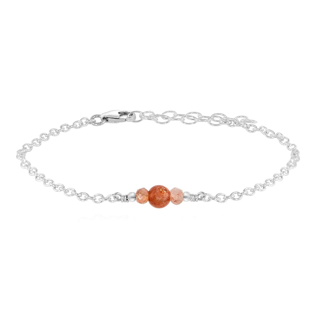 Dainty Sunstone Gemstone Bracelet - Dainty Sunstone Gemstone Bracelet - Sterling Silver - Luna Tide Handmade Crystal Jewellery