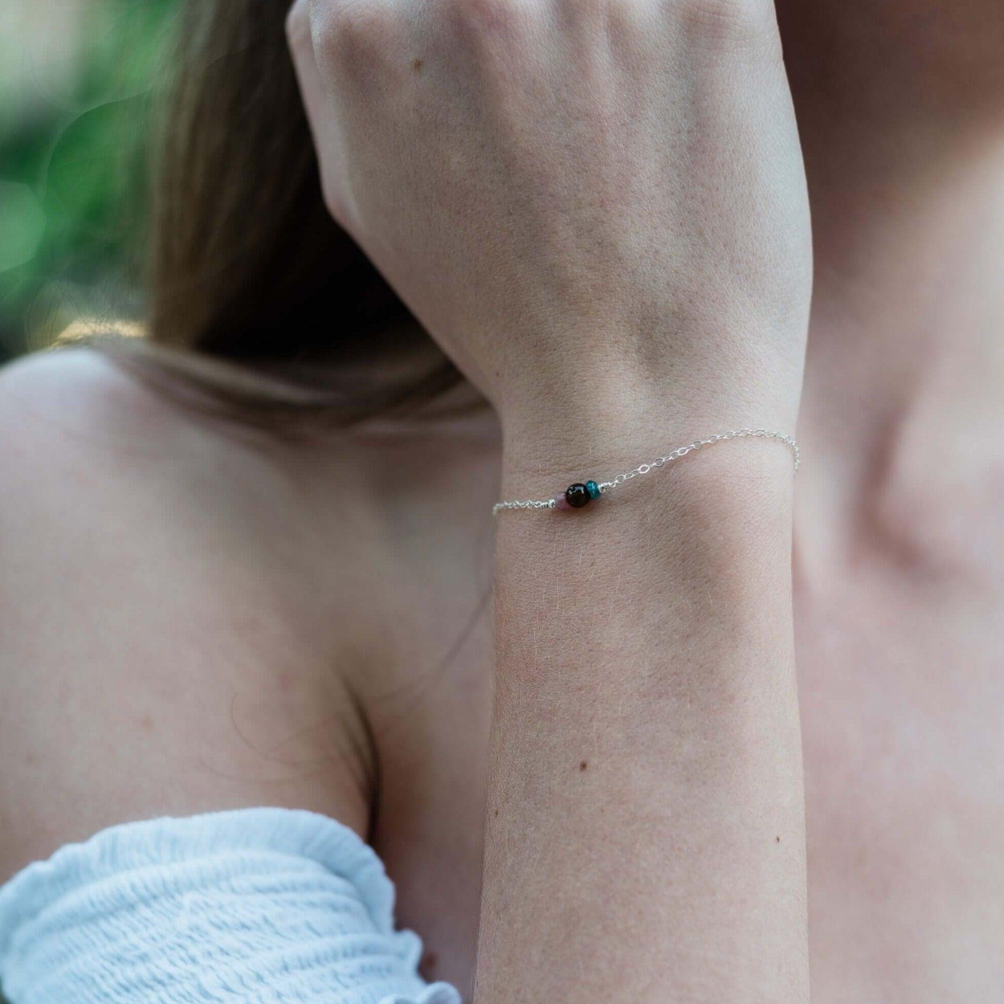 Dainty Tourmaline Gemstone Bracelet - Dainty Tourmaline Gemstone Bracelet - 14k Gold Fill - Luna Tide Handmade Crystal Jewellery