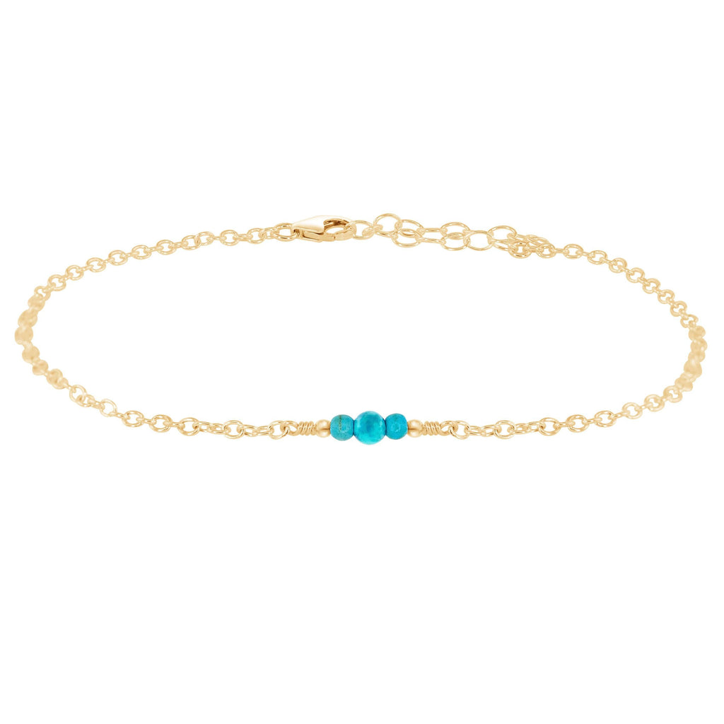 Dainty Turquoise Gemstone Anklet - Dainty Turquoise Gemstone Anklet - 14k Gold Fill - Luna Tide Handmade Crystal Jewellery