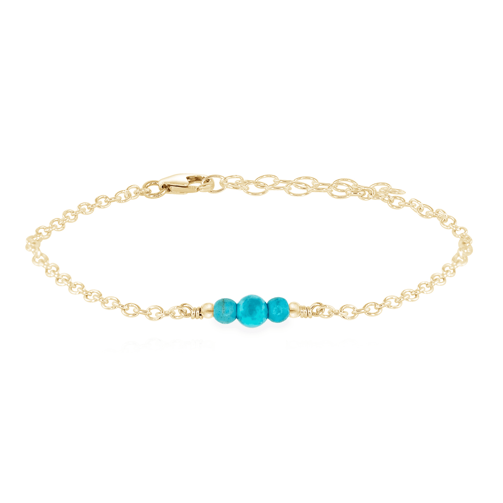 Dainty Turquoise Gemstone Bracelet - Dainty Turquoise Gemstone Bracelet - 14k Gold Fill - Luna Tide Handmade Crystal Jewellery