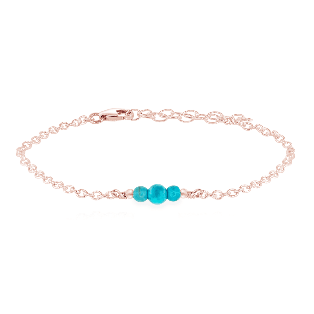 Dainty Turquoise Gemstone Bracelet - Dainty Turquoise Gemstone Bracelet - 14k Rose Gold Fill - Luna Tide Handmade Crystal Jewellery