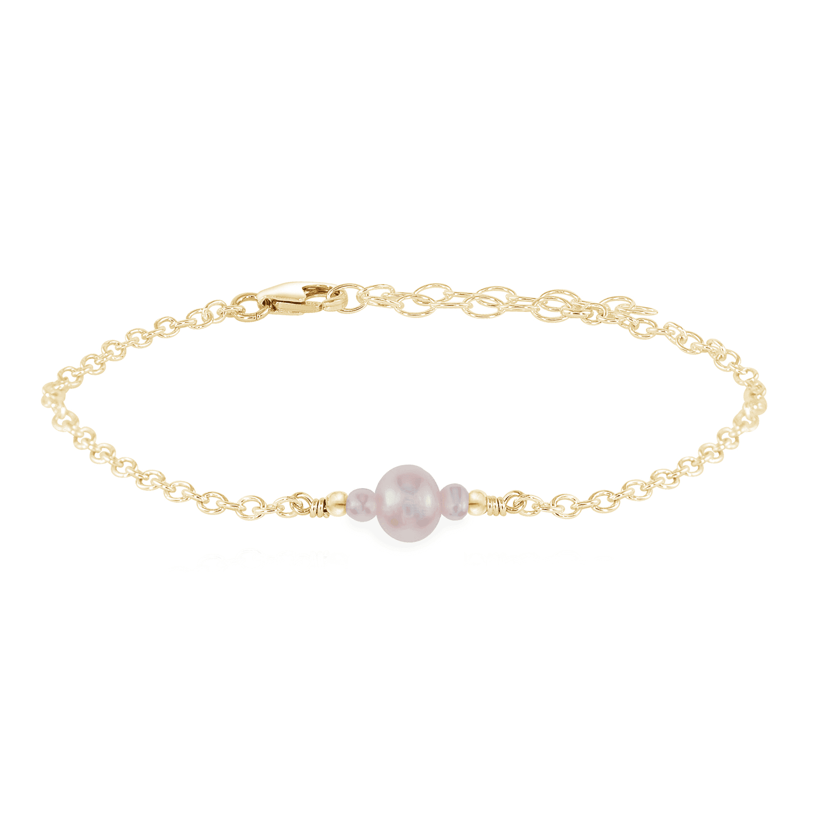 Dainty White Freshwater Pearl Gemstone Bracelet - Dainty White Freshwater Pearl Gemstone Bracelet - 14k Gold Fill - Luna Tide Handmade Crystal Jewellery