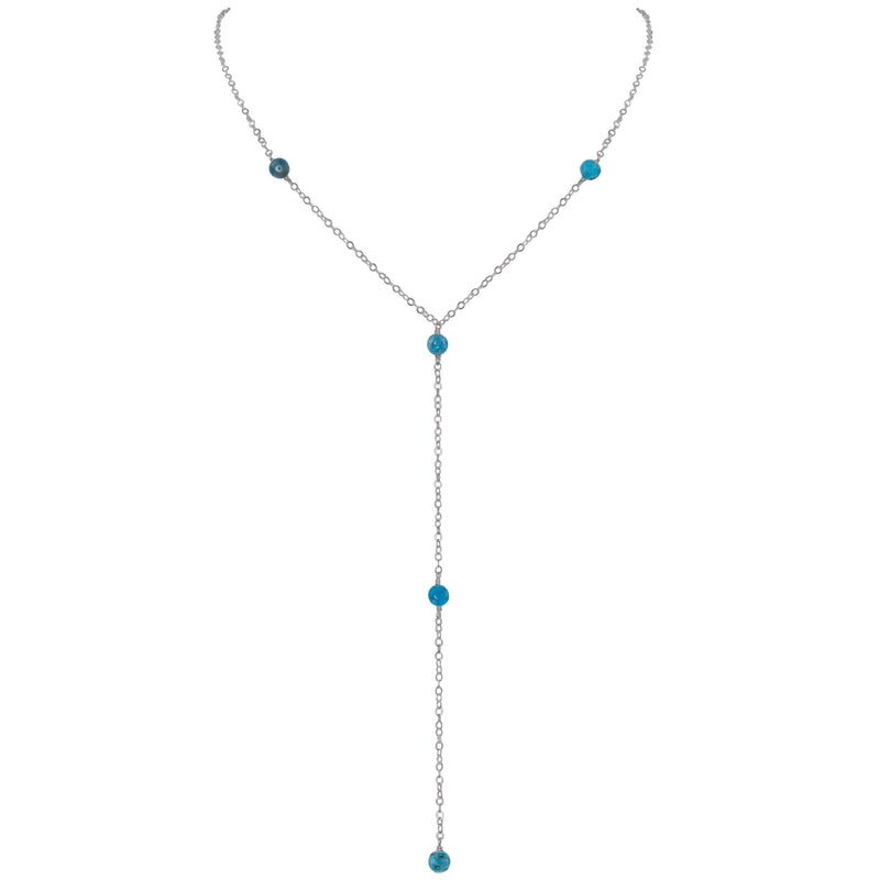 Dainty Y Necklace - Apatite - Stainless Steel - Luna Tide Handmade Jewellery