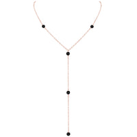 Dainty Y Necklace - Black Onyx - 14K Rose Gold Fill - Luna Tide Handmade Jewellery
