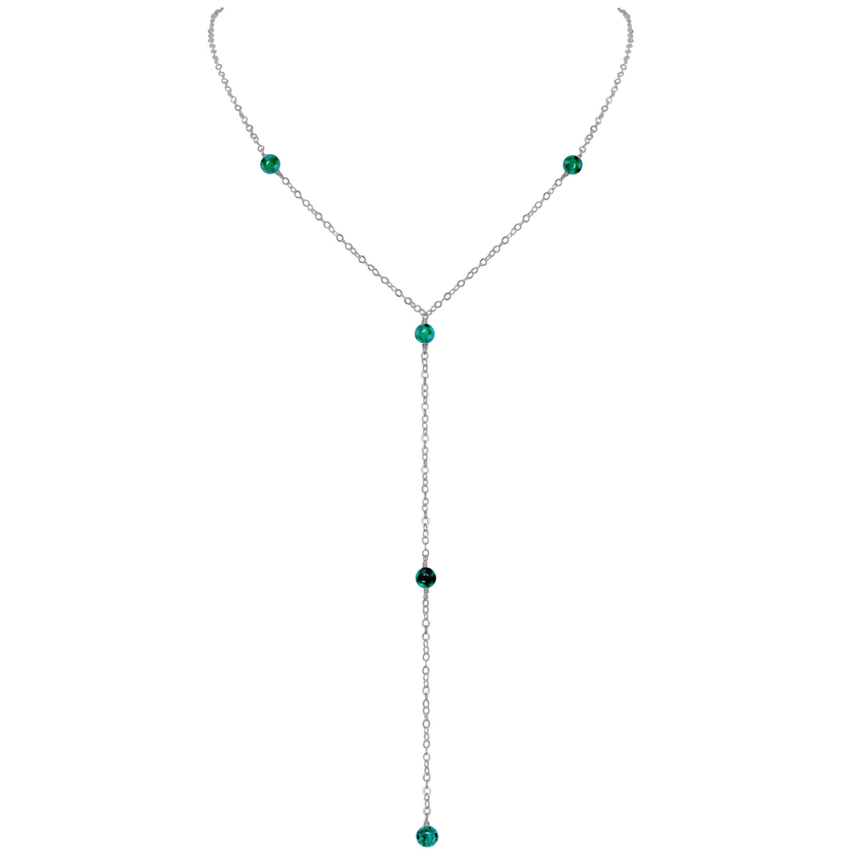 Dainty Y Necklace - Emerald - Stainless Steel - Luna Tide Handmade Jewellery