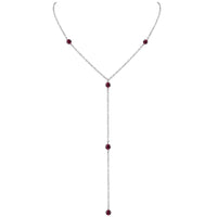 Dainty Y Necklace - Garnet - Stainless Steel - Luna Tide Handmade Jewellery