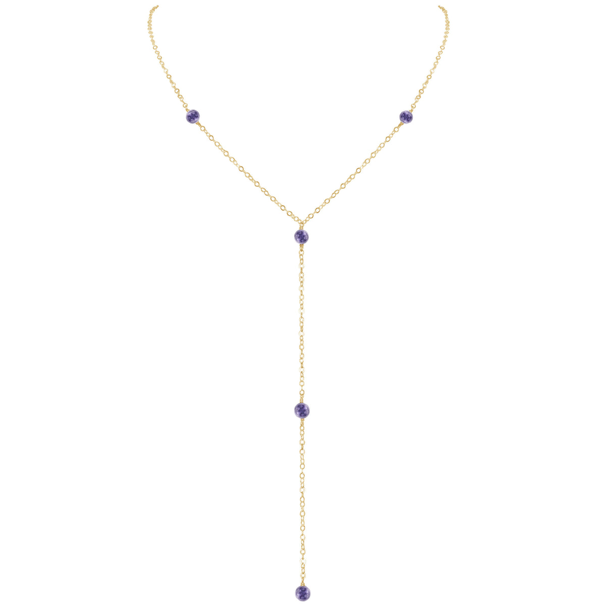Dainty Y Necklace - Iolite - 14K Gold Fill - Luna Tide Handmade Jewellery