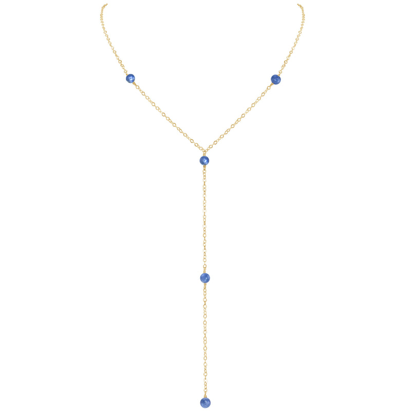 Dainty Y Necklace - Kyanite - 14K Gold Fill - Luna Tide Handmade Jewellery
