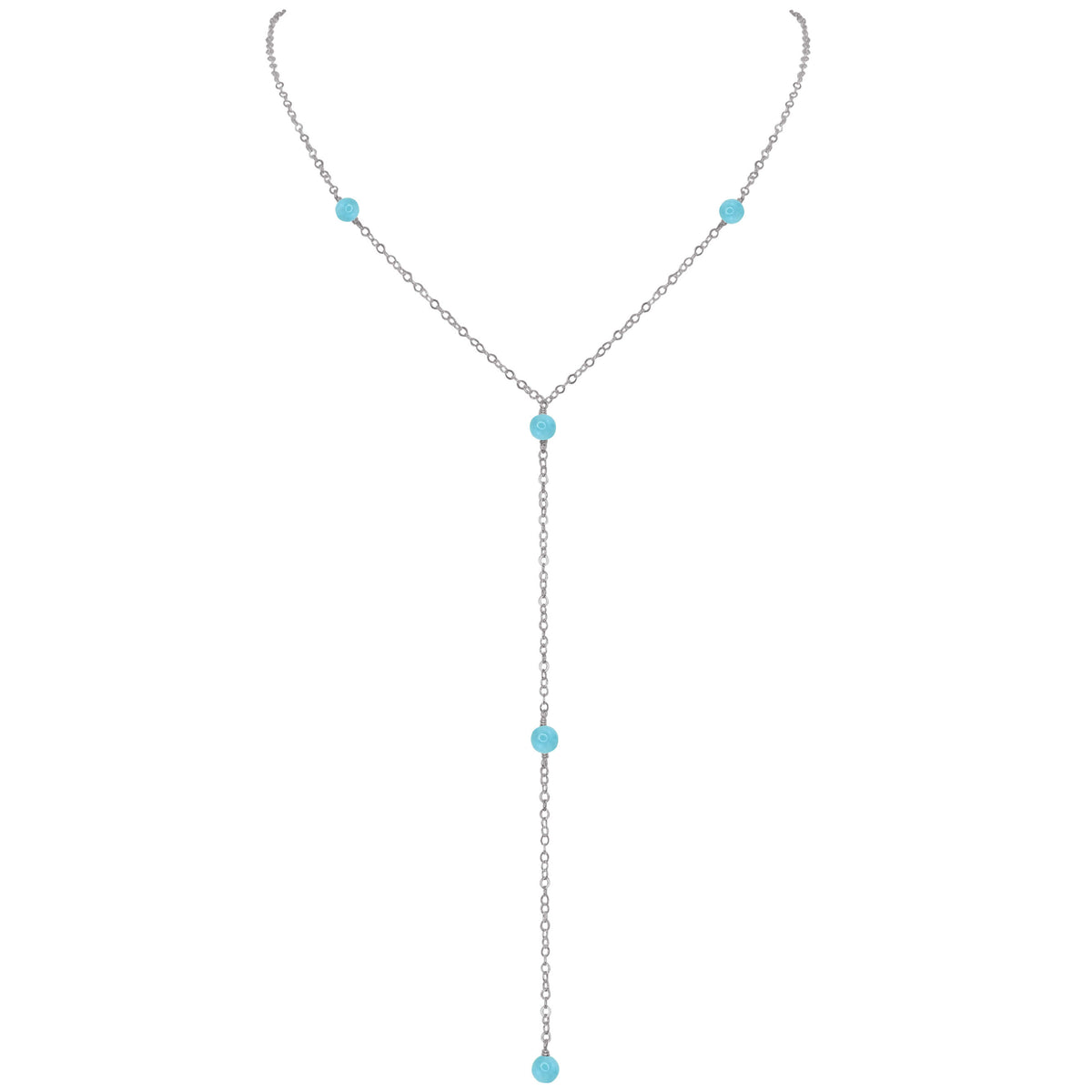 Dainty Y Necklace - Larimar - Stainless Steel - Luna Tide Handmade Jewellery