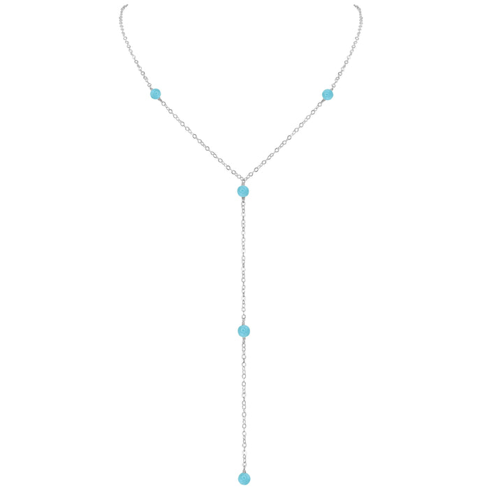 Dainty Y Necklace - Larimar - Sterling Silver - Luna Tide Handmade Jewellery