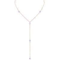 Dainty Y Necklace - Lavender Amethyst - 14K Rose Gold Fill - Luna Tide Handmade Jewellery