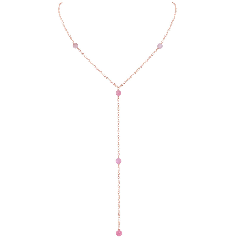 Dainty Y Necklace - Pink Peruvian Opal - 14K Rose Gold Fill - Luna Tide Handmade Jewellery