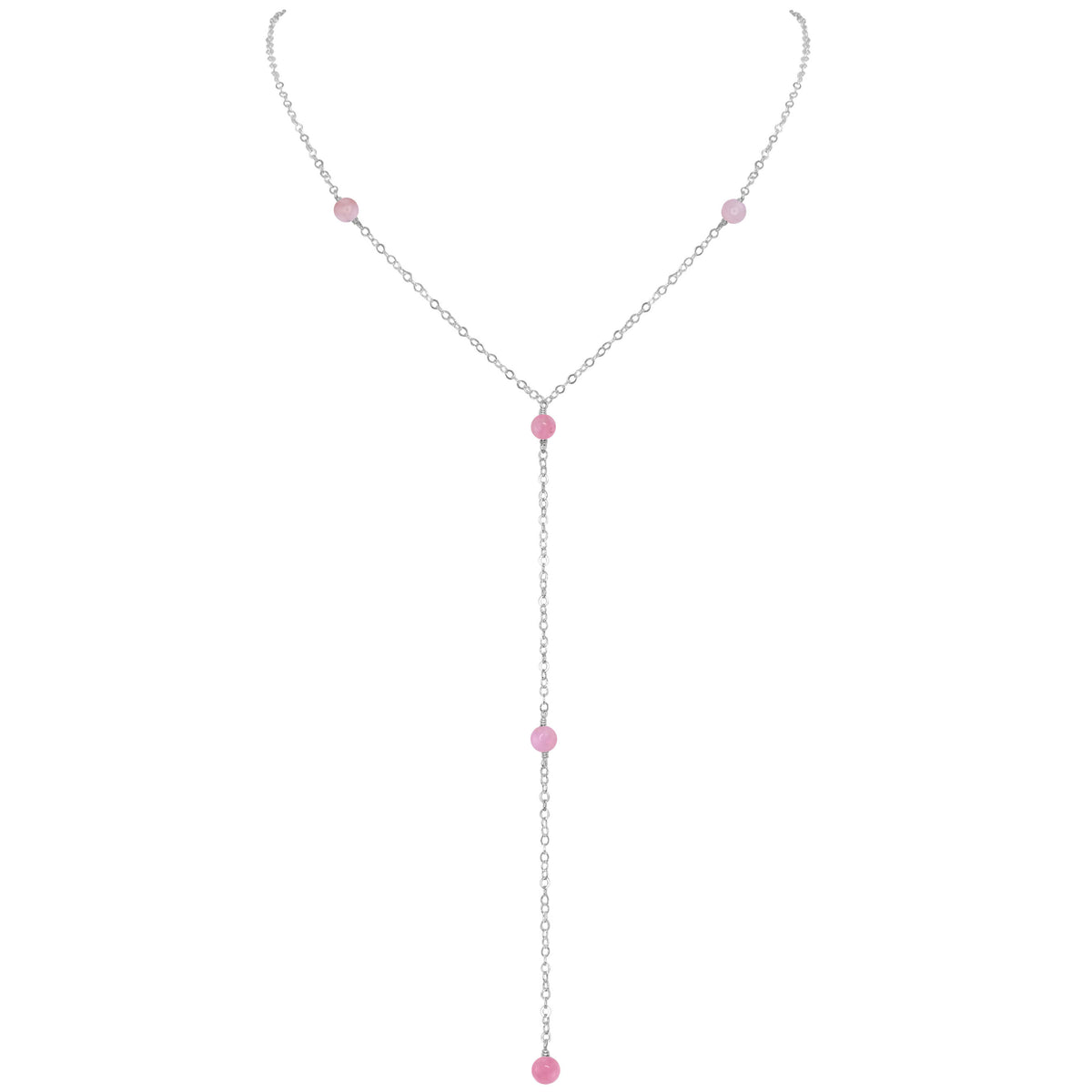 Dainty Y Necklace - Pink Peruvian Opal - Sterling Silver - Luna Tide Handmade Jewellery