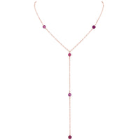 Dainty Y Necklace - Ruby - 14K Rose Gold Fill - Luna Tide Handmade Jewellery