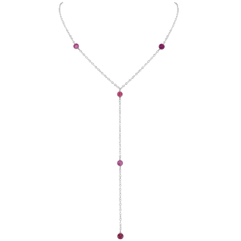 Dainty Y Necklace - Ruby - Sterling Silver - Luna Tide Handmade Jewellery