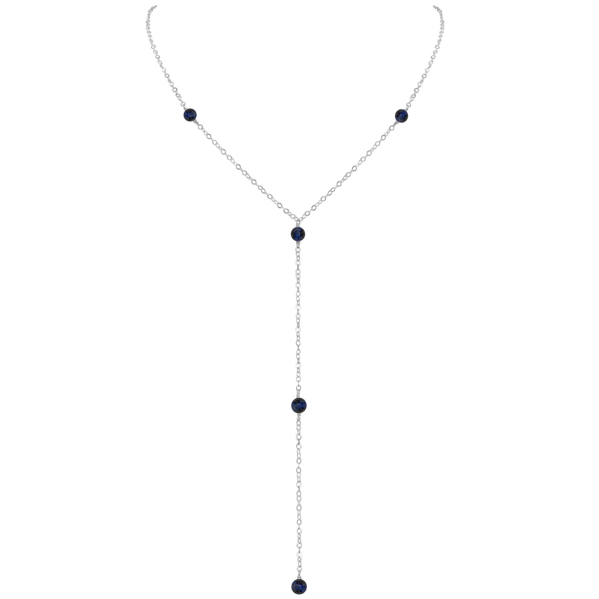 Dainty Y Necklace - Sapphire - Sterling Silver - Luna Tide Handmade Jewellery