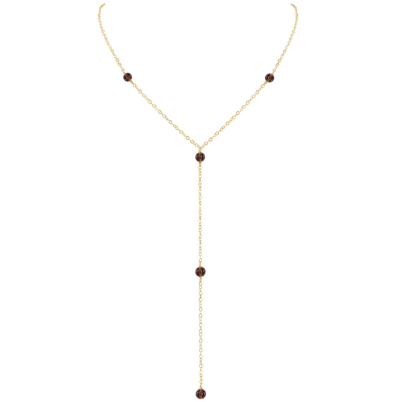 Dainty Y Necklace - Smoky Quartz - 14K Gold Fill - Luna Tide Handmade Jewellery