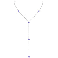 Dainty Y Necklace - Tanzanite - Stainless Steel - Luna Tide Handmade Jewellery