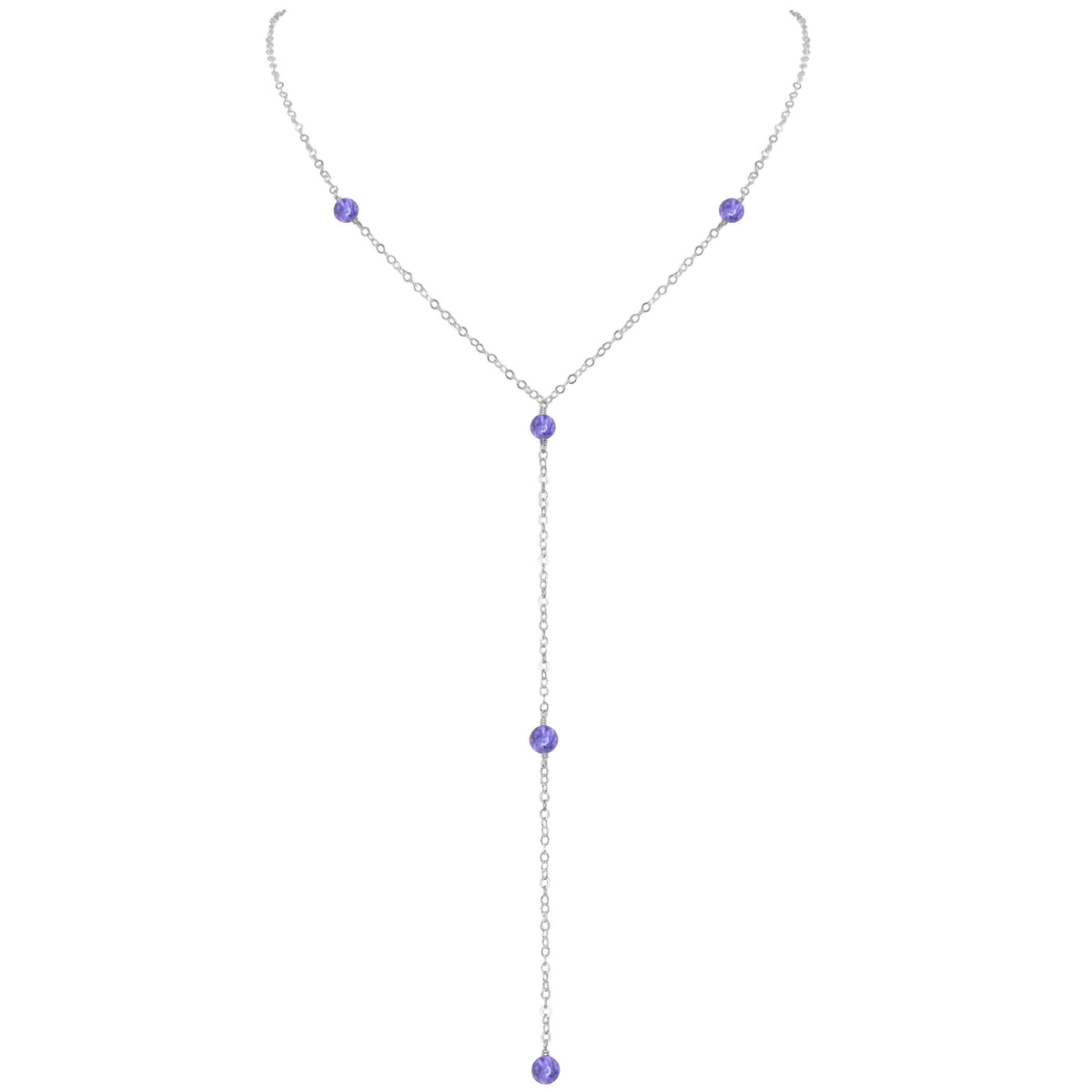 Dainty Y Necklace - Tanzanite - Sterling Silver - Luna Tide Handmade Jewellery