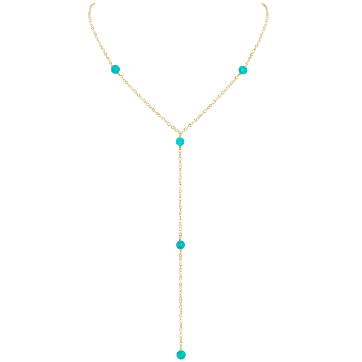 Dainty Y Necklace - Turquoise - 14K Gold Fill - Luna Tide Handmade Jewellery