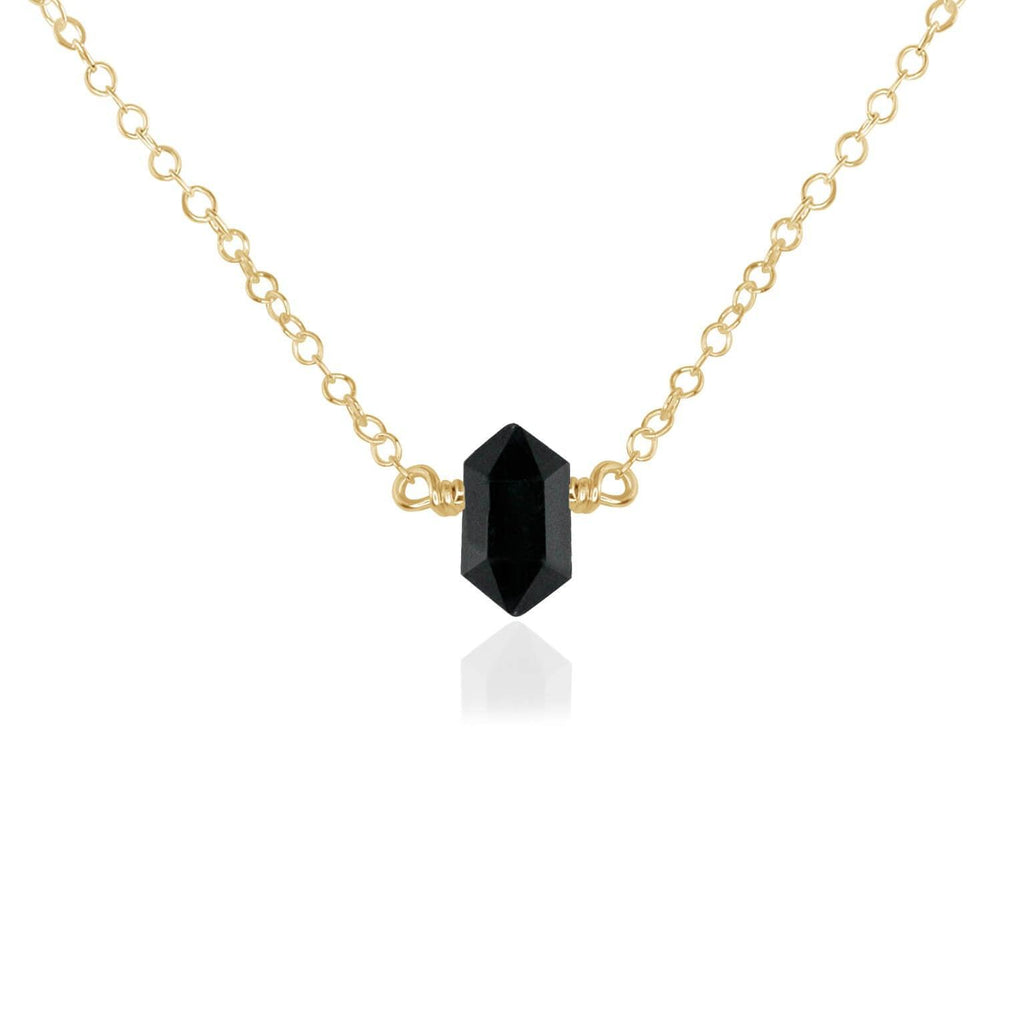 Double Terminated Black Tourmaline Mini Crystal Point Necklace - Double Terminated Black Tourmaline Mini Crystal Point Necklace - 14k Gold Fill - Luna Tide Handmade Crystal Jewellery