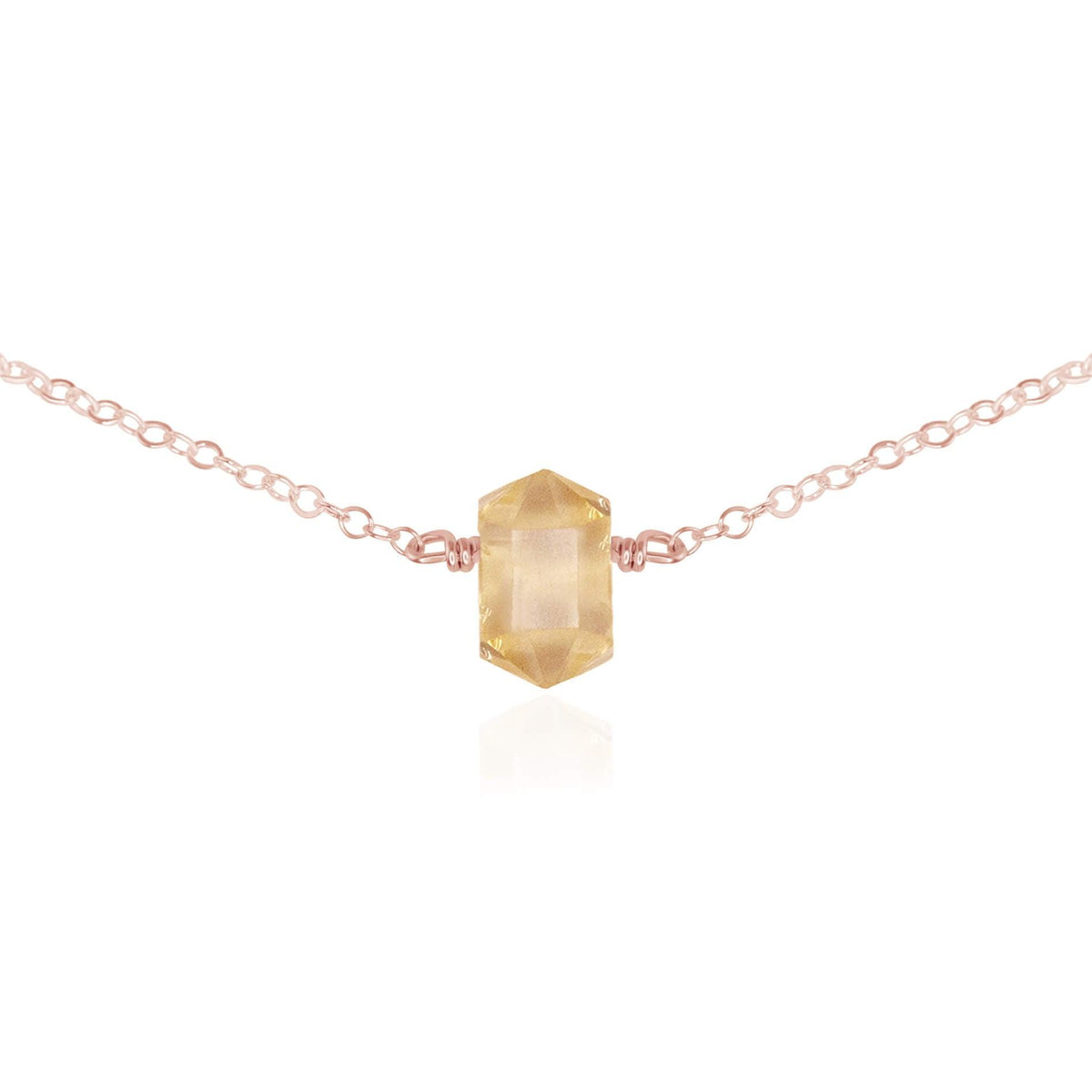 Double Terminated Crystal Choker - Citrine - 14K Rose Gold Fill - Luna Tide Handmade Jewellery