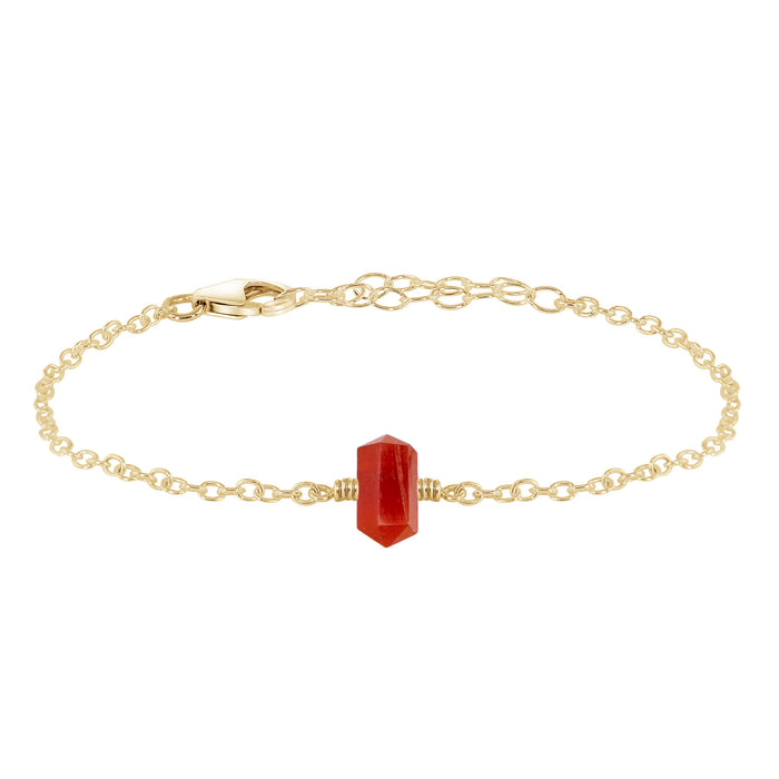 Double Terminated Crystal Bracelet - Carnelian - 14K Gold Fill - Luna Tide Handmade Jewellery