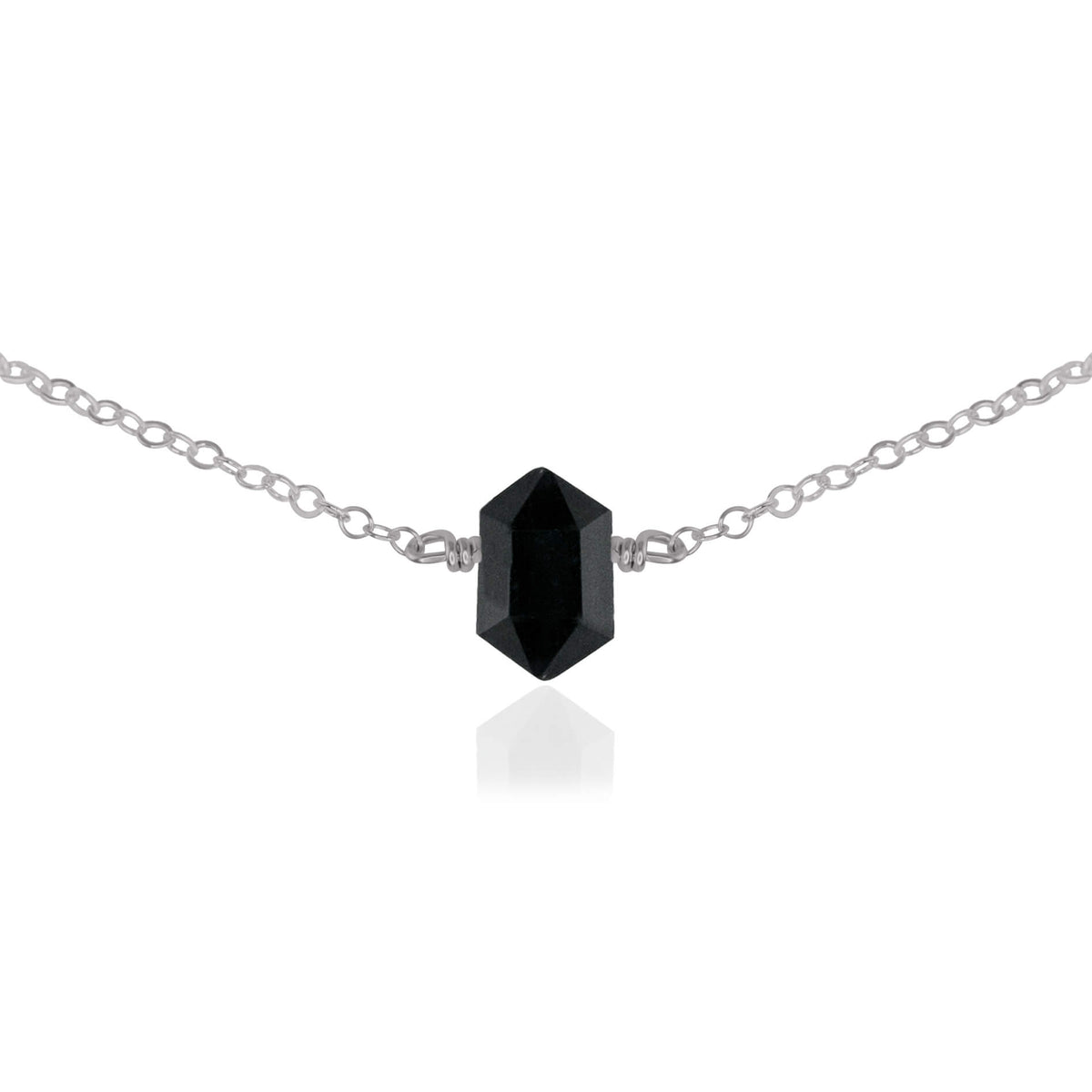 Double Terminated Crystal Choker - Black Tourmaline - Stainless Steel - Luna Tide Handmade Jewellery