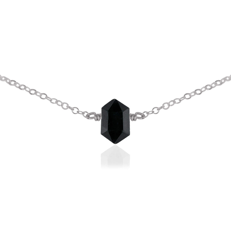 Double Terminated Crystal Choker - Black Tourmaline - Stainless Steel - Luna Tide Handmade Jewellery
