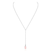 Double Terminated Crystal Lariat - Rose Quartz - Sterling Silver - Luna Tide Handmade Jewellery
