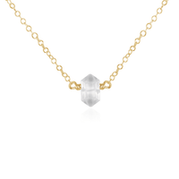 Double Terminated Crystal Necklace - Crystal Quartz - 14K Gold Fill - Luna Tide Handmade Jewellery