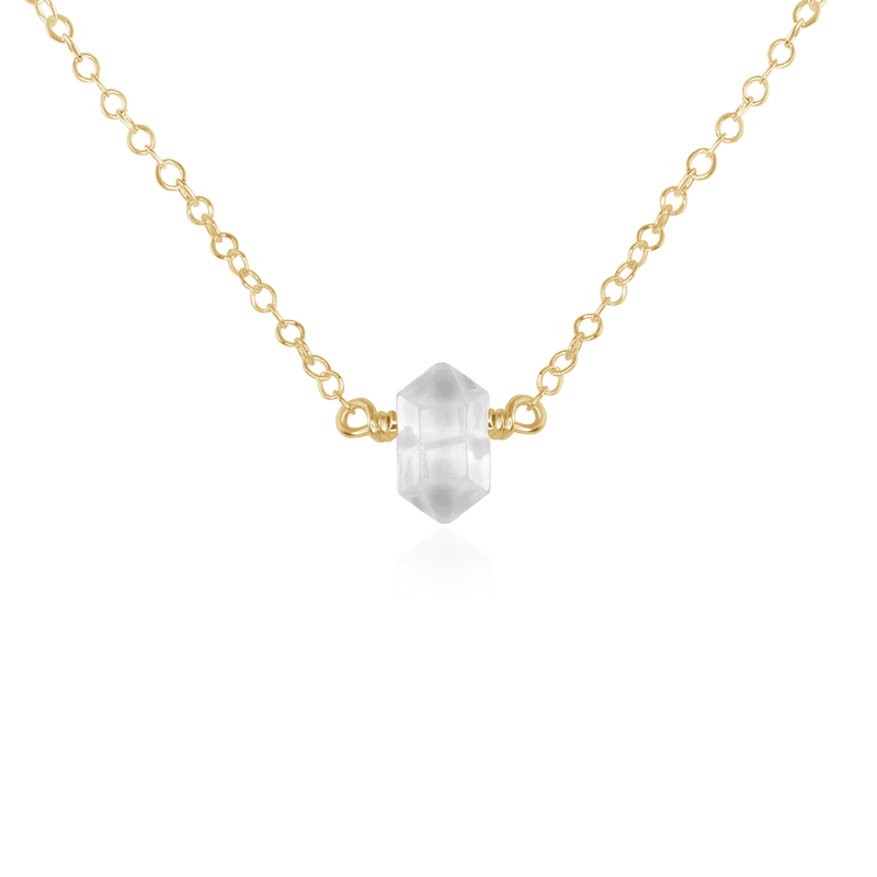 Double Terminated Crystal Necklace - Crystal Quartz - 14K Gold Fill - Luna Tide Handmade Jewellery