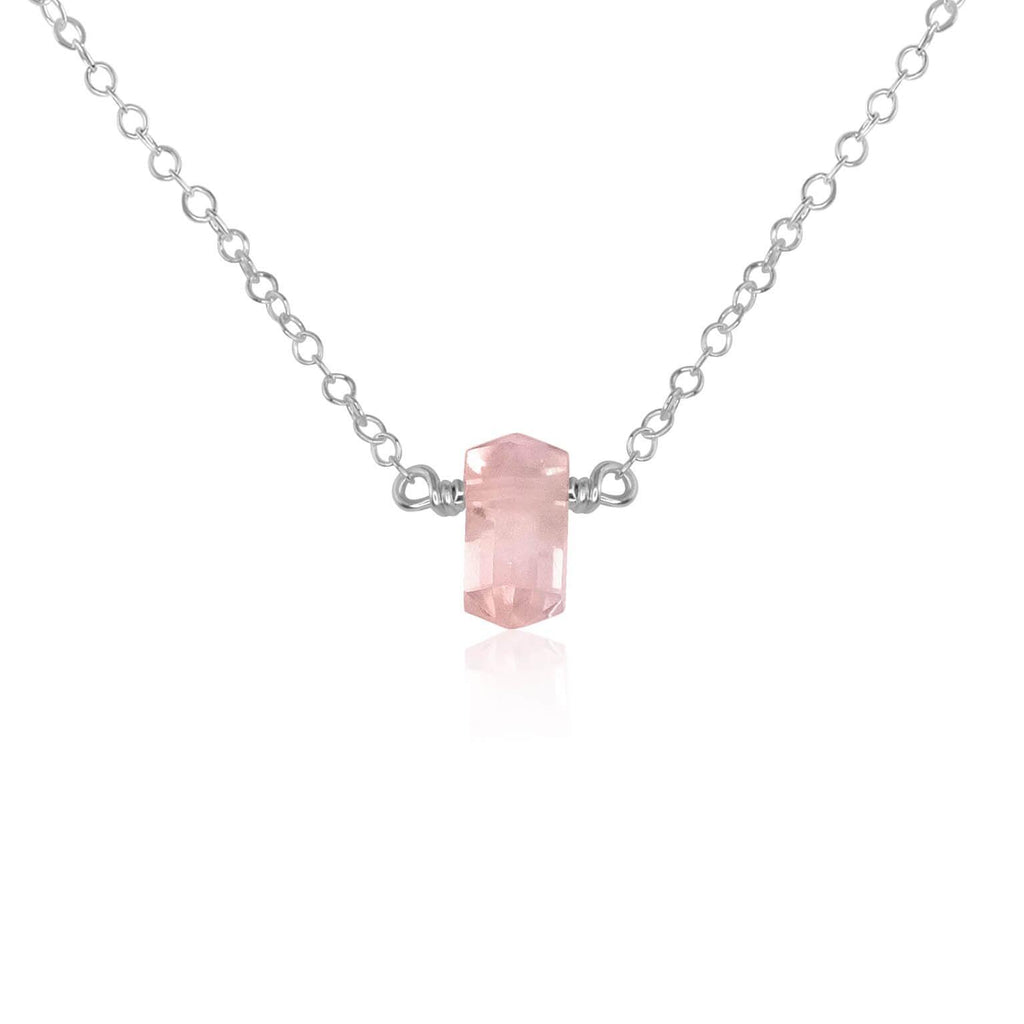 Double Terminated Rose Quartz Mini Crystal Point Necklace - Double Terminated Rose Quartz Mini Crystal Point Necklace - Sterling Silver - Luna Tide Handmade Crystal Jewellery