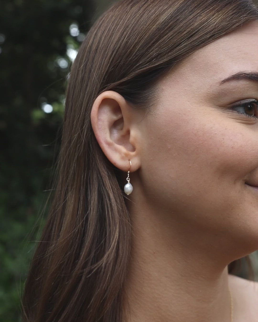 Raw White Freshwater Pearl Crystal Dangle Drop Earrings