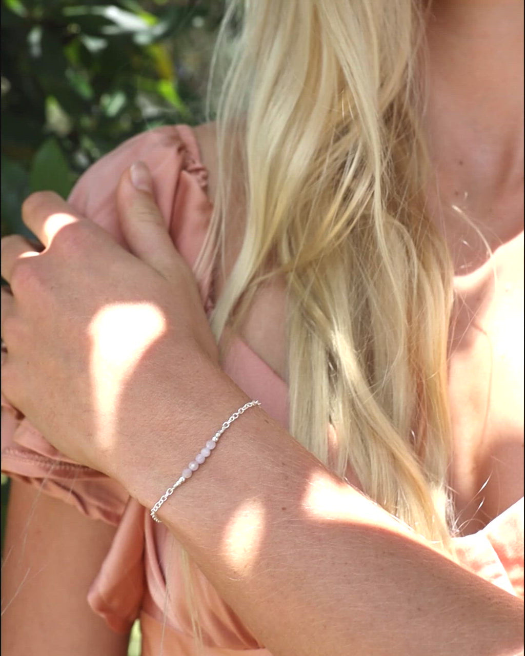 Sparkling Purple Kunzite Gemstone Faceted Bead Bar Bracelet