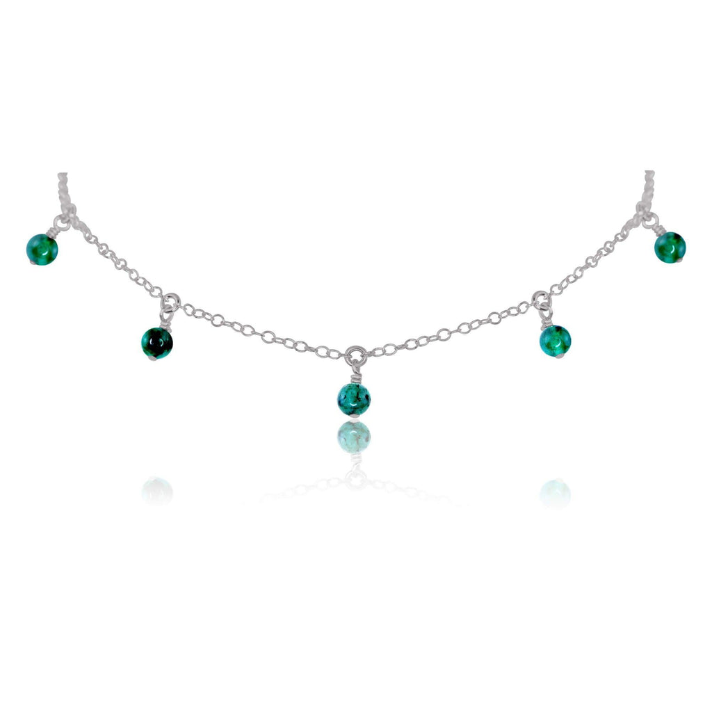 Emerald Bead Drop Choker - Emerald Bead Drop Choker - Stainless Steel - Luna Tide Handmade Crystal Jewellery