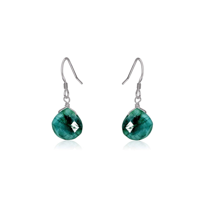 Teardrop Earrings - Emerald - Stainless Steel - Luna Tide Handmade Jewellery