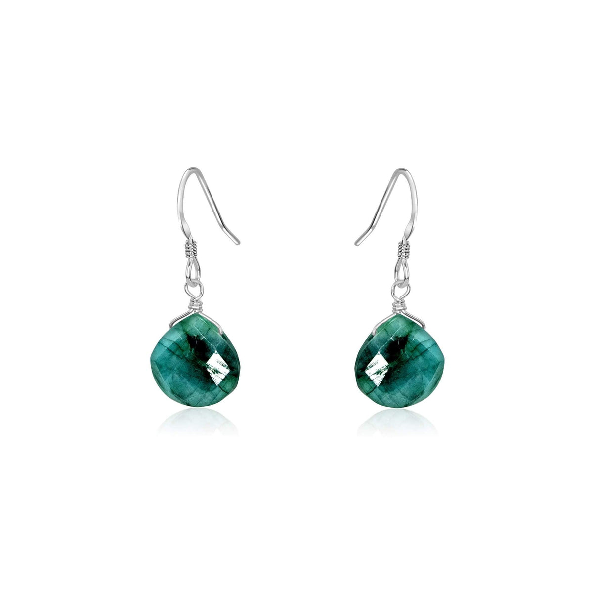 Teardrop Earrings - Emerald - Sterling Silver - Luna Tide Handmade Jewellery