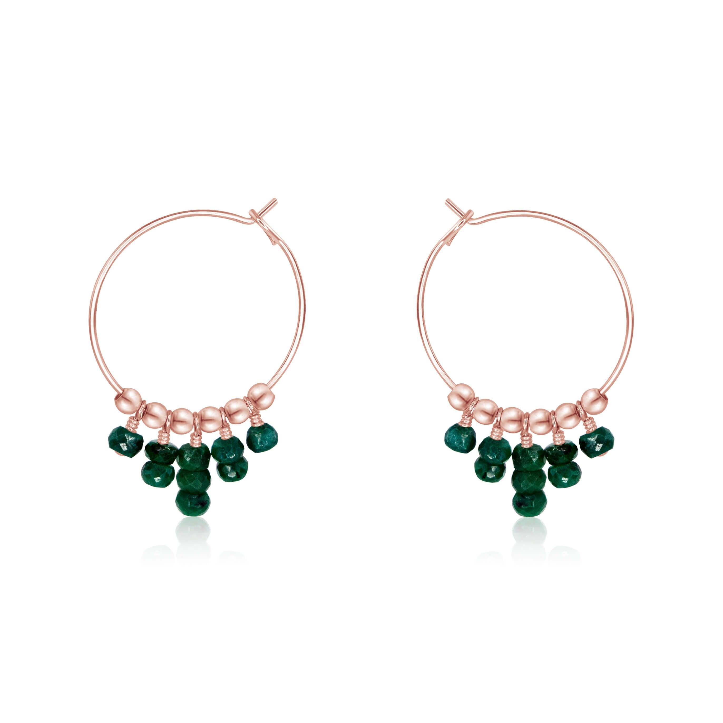 Emerald Statement Hoop Earrings - Emerald Statement Hoop Earrings - 14k Rose Gold Fill - Luna Tide Handmade Crystal Jewellery